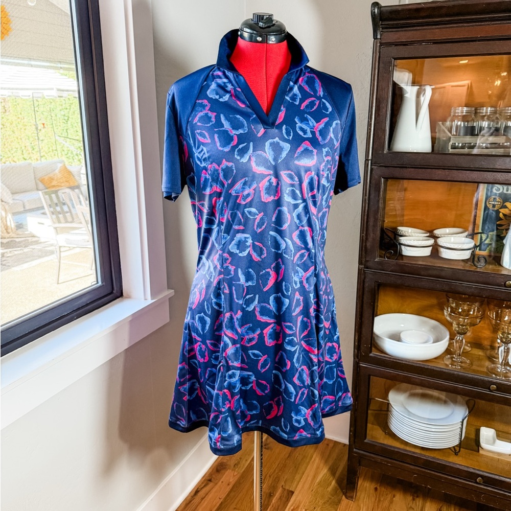 PGA Tour Floral Polo Golf Collared Mini Dress Size M